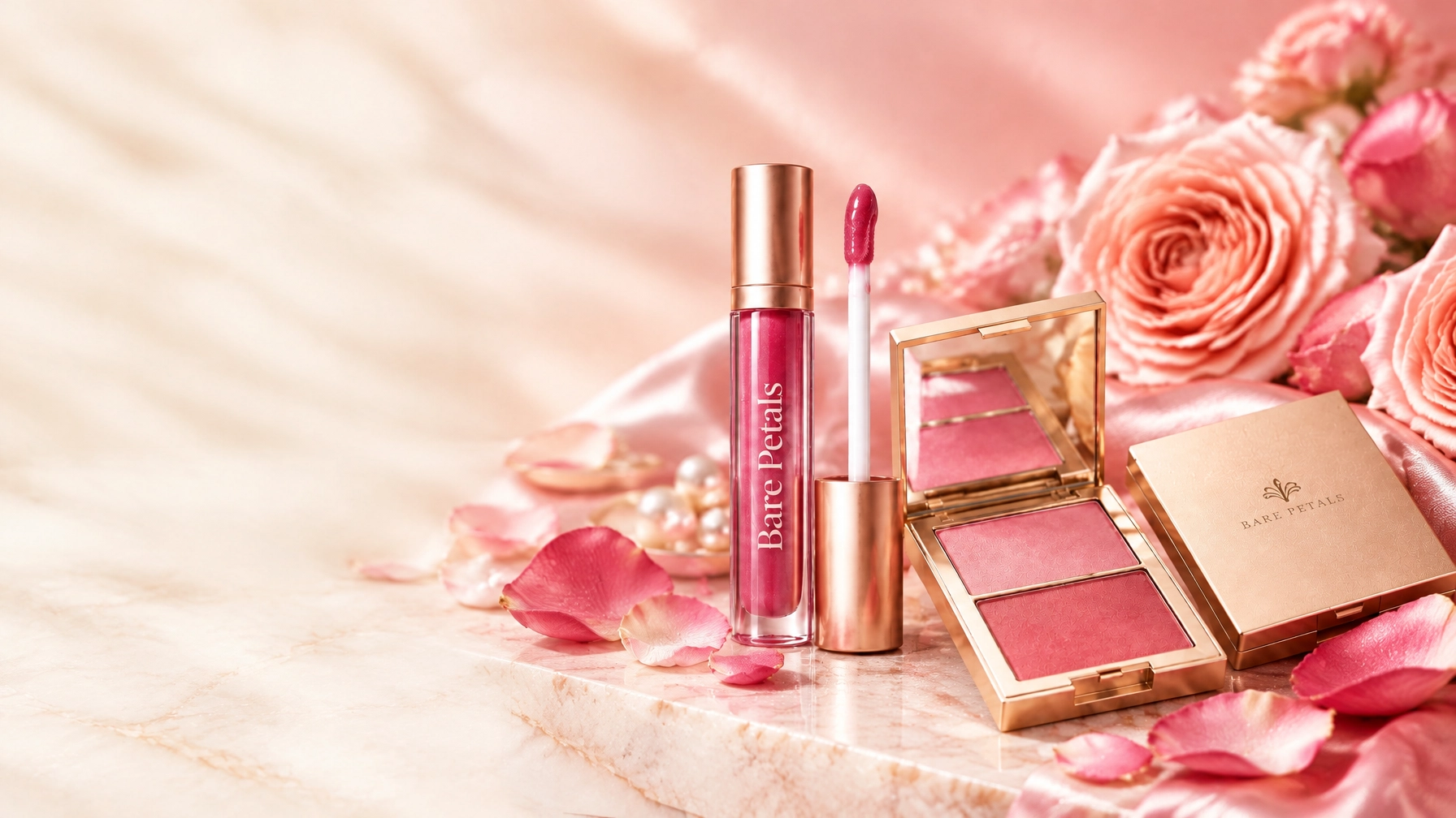Bare Petals Jelly Lipgloss and 2-in-1 Cream & Powder Blush Palette