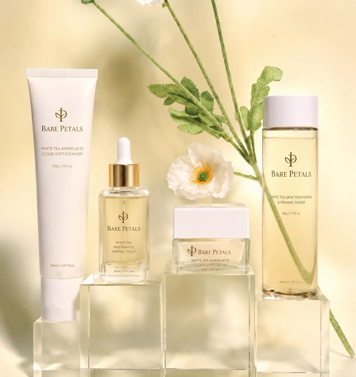Bare Petals White Tea skincare set