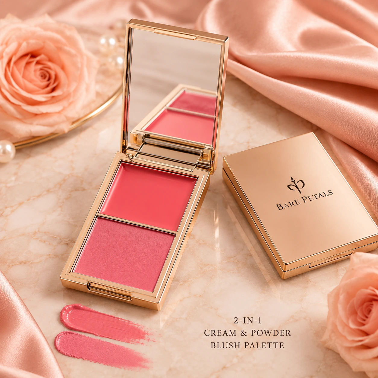 Bare Petals 2-in-1 Cream & Powder Blush Palette